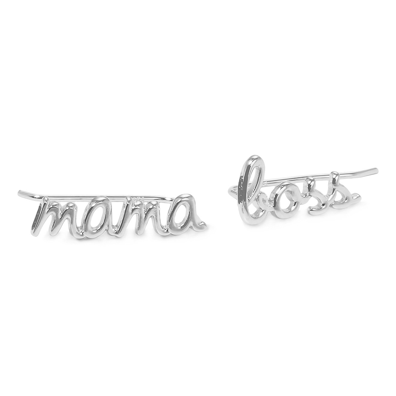 Серьги-каффы Mama - boss из серебра