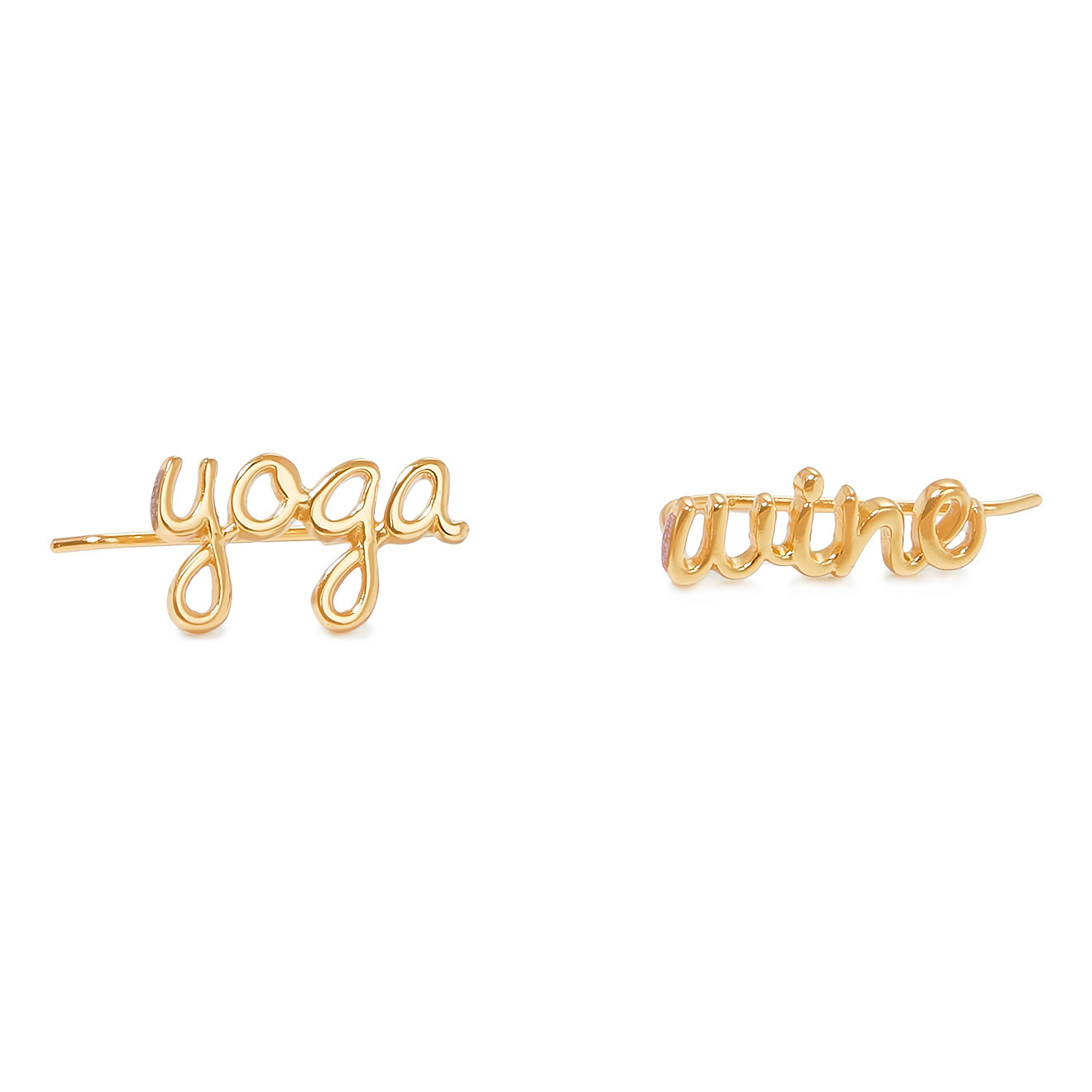 Позолоченные серьги-каффы Yoga - wine