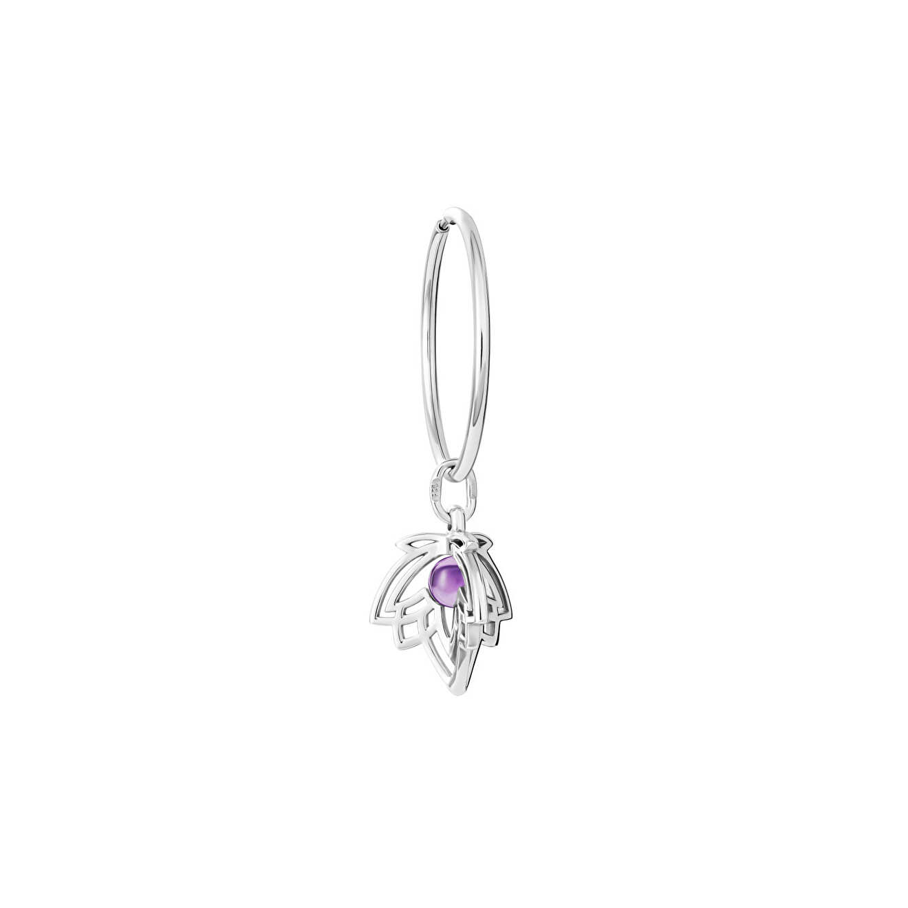 Silver monoser "Triple Lotus" with amethyst