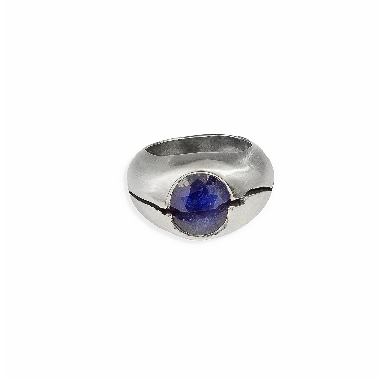 Silver ring with sapphire