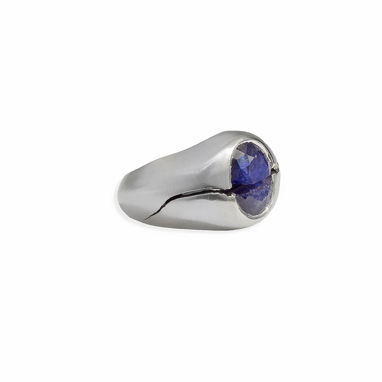 Silver ring with sapphire