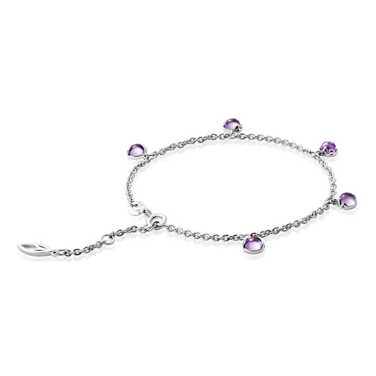 Silver bracelet "Lotus Bud" with amethyst
