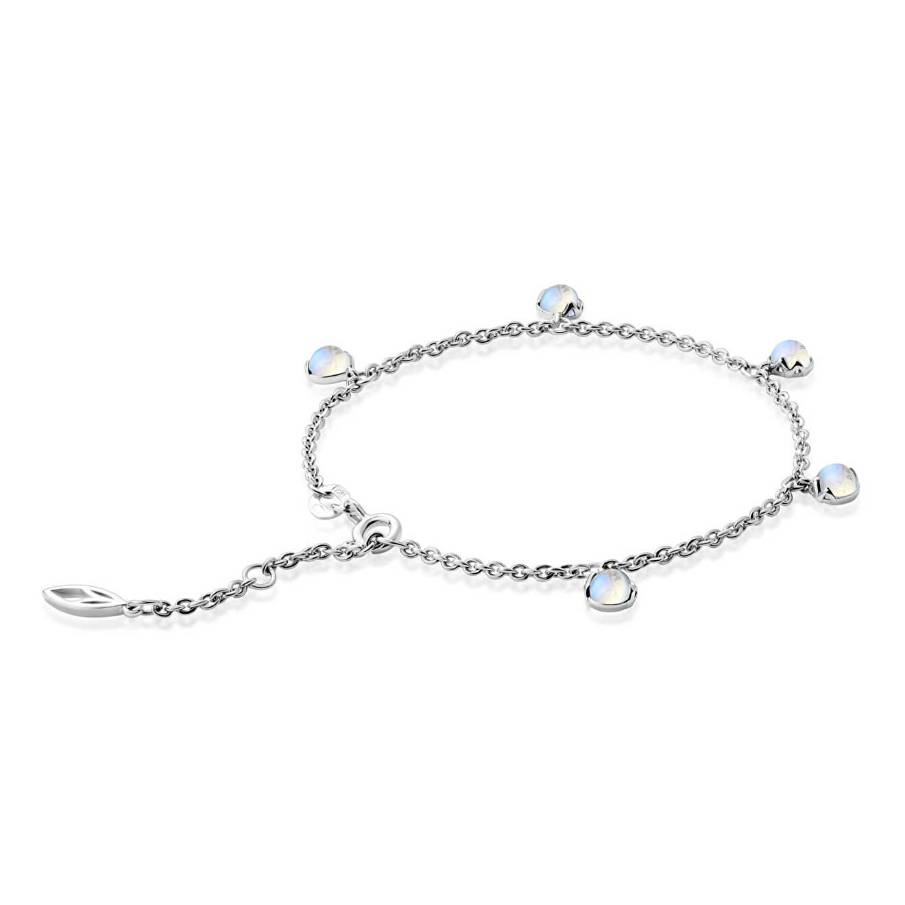 Silver bracelet "Lotus Bud" with moonstone