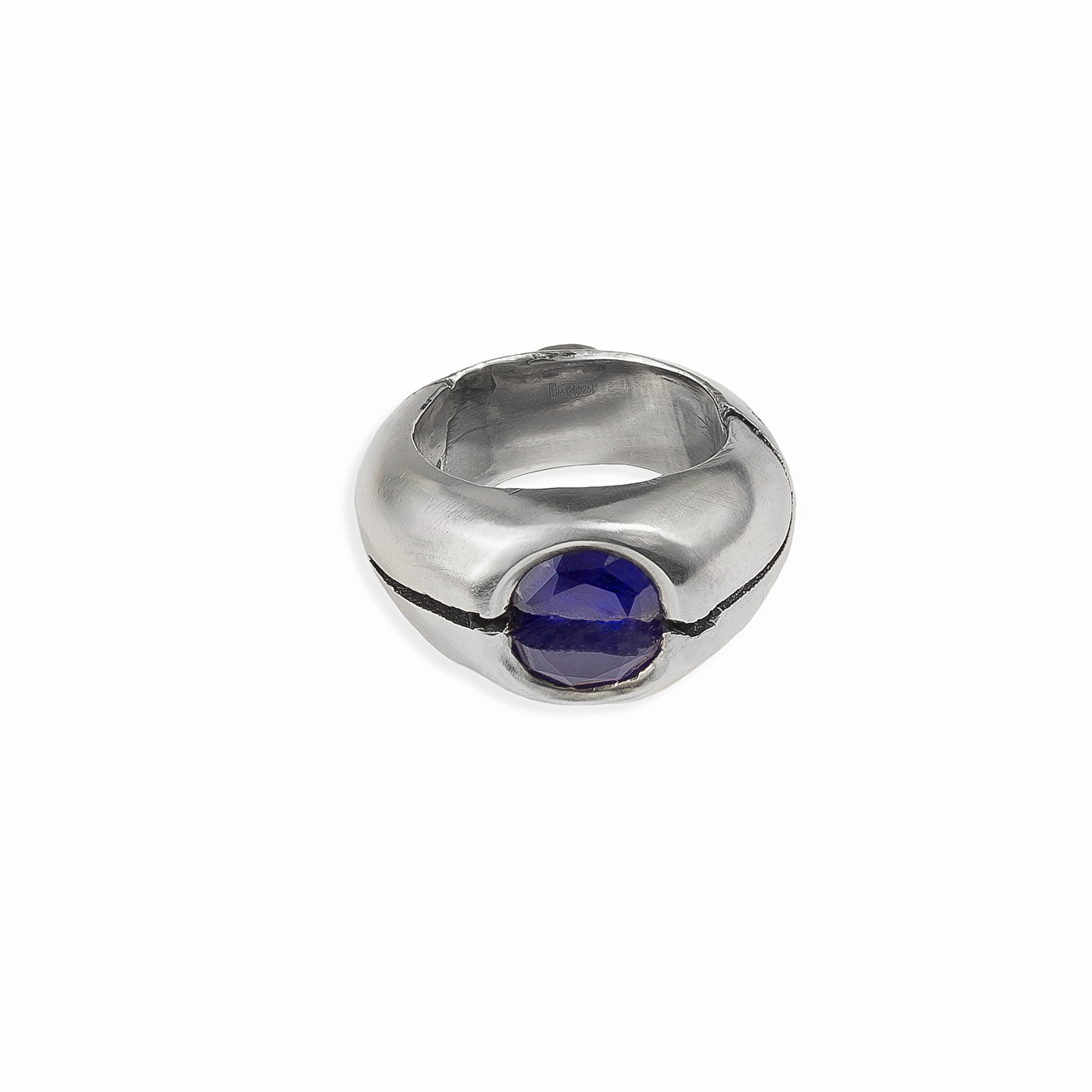 Silver ring with sapphire
