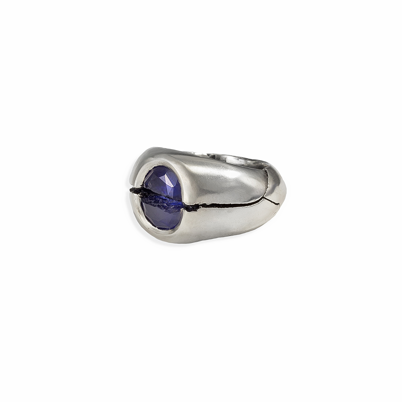 Silver ring with sapphire