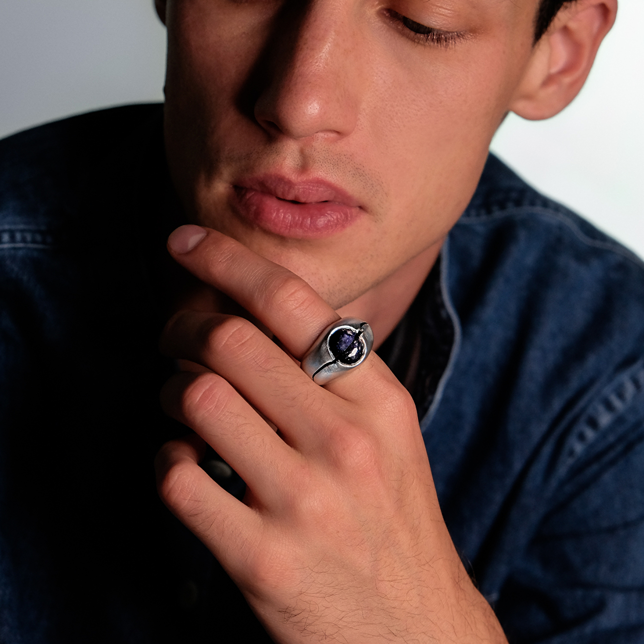 Silver ring with sapphire
