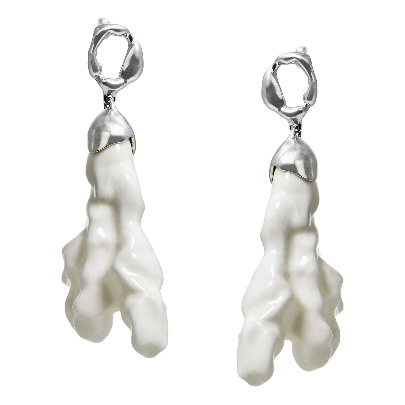 Mineral Weather Серебряные серьги-кораллы из фарфора