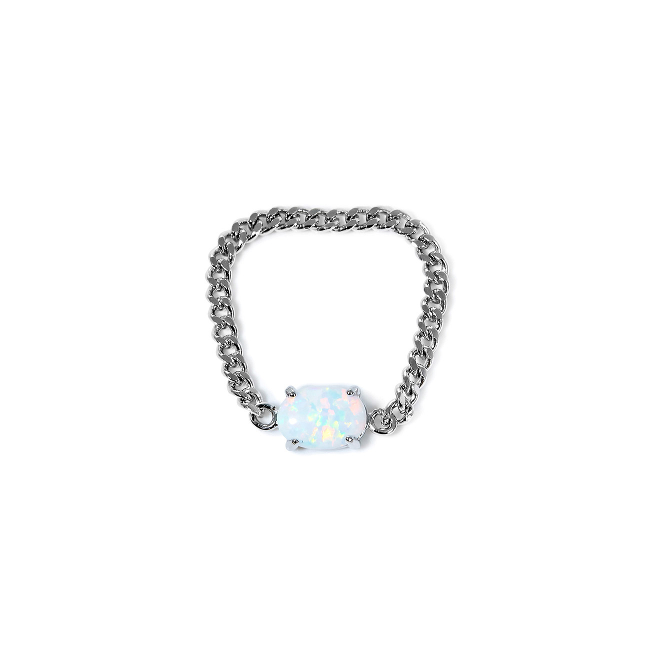 chain ring with synthetic opal