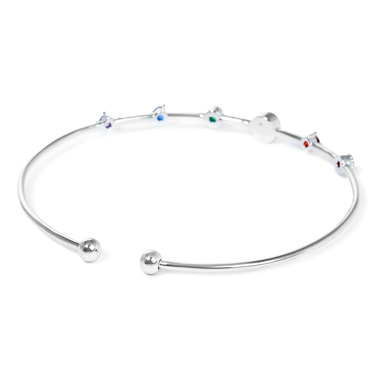 Silver bracelet with crystals and synthetic opal
