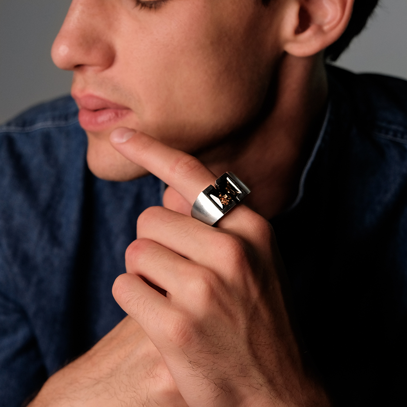 Ring made of silver with smoky quartz
