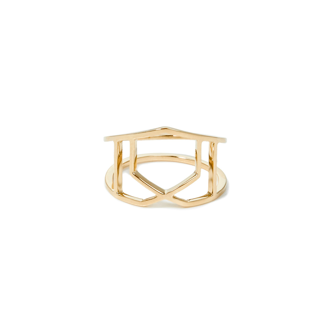 Jewlia Кольцо с перекрестными сотами из желтого золота, из коллекции «Соты» jewlia витое кольцо из золота