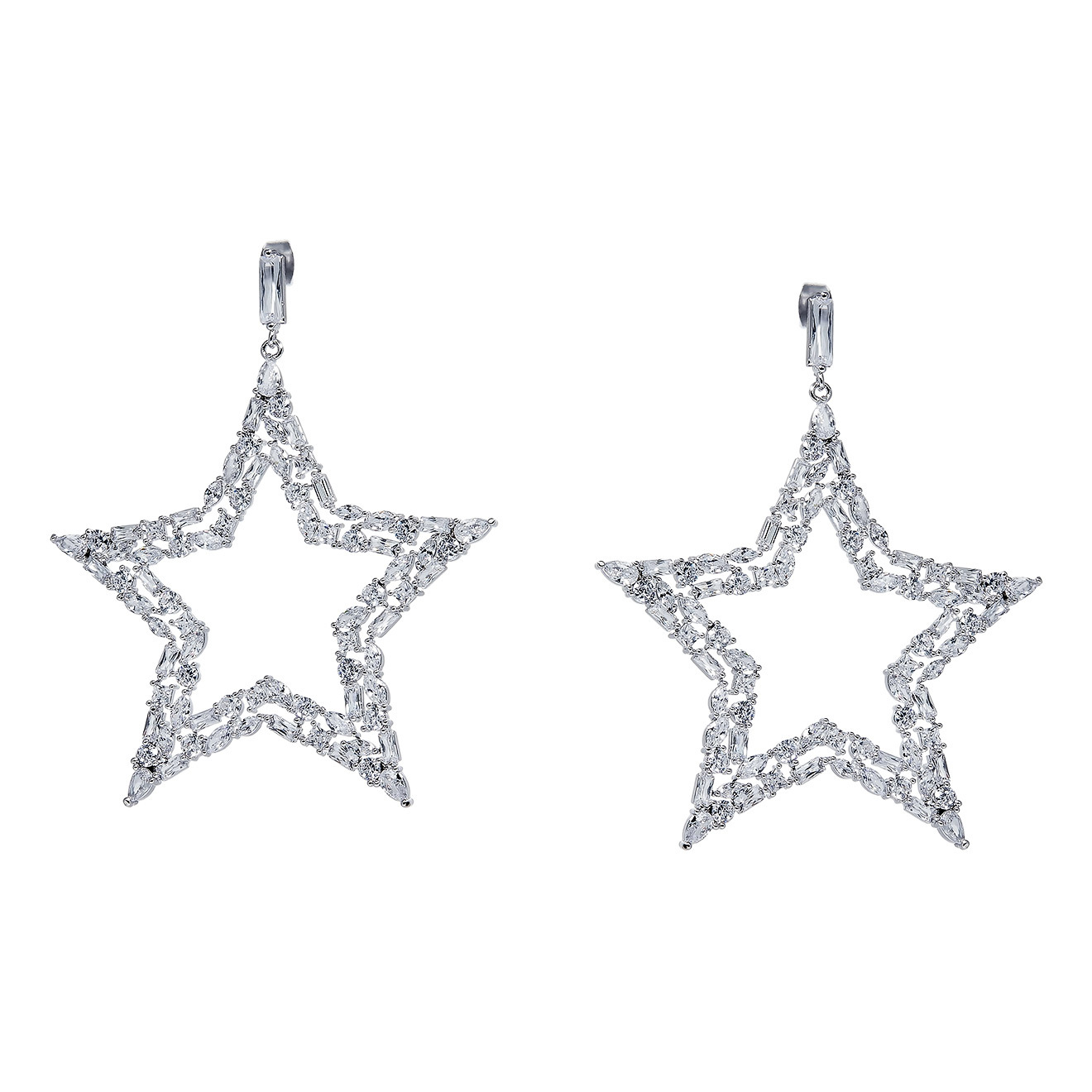 Herald Percy Серебристые серьги-звезды с кристаллами herald percy серебристые серьги звезды с кристаллами и белыми бусинами
