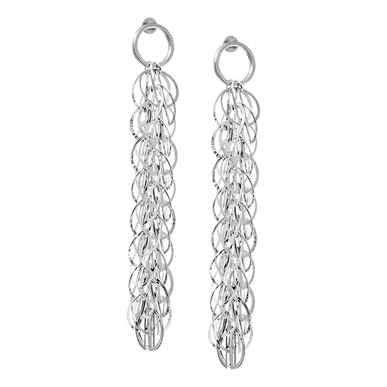 Объемные серьги из серебра из круглых звеньев