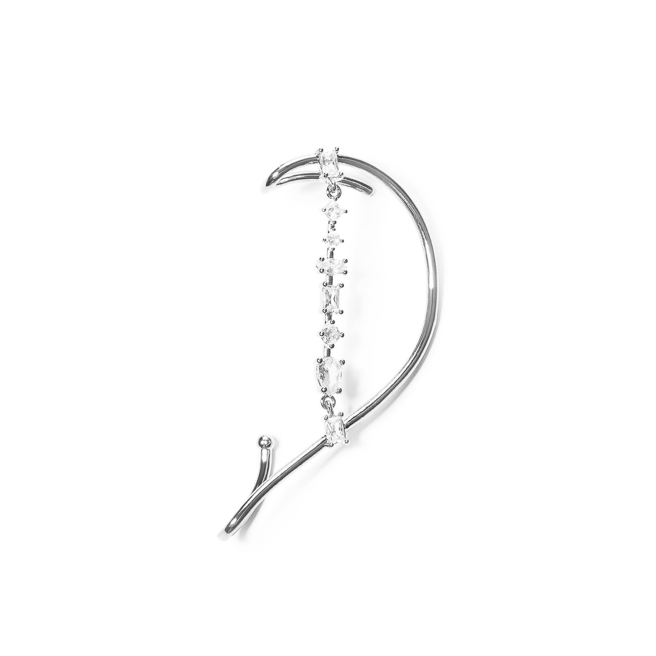 Silver curved cuff with crystals