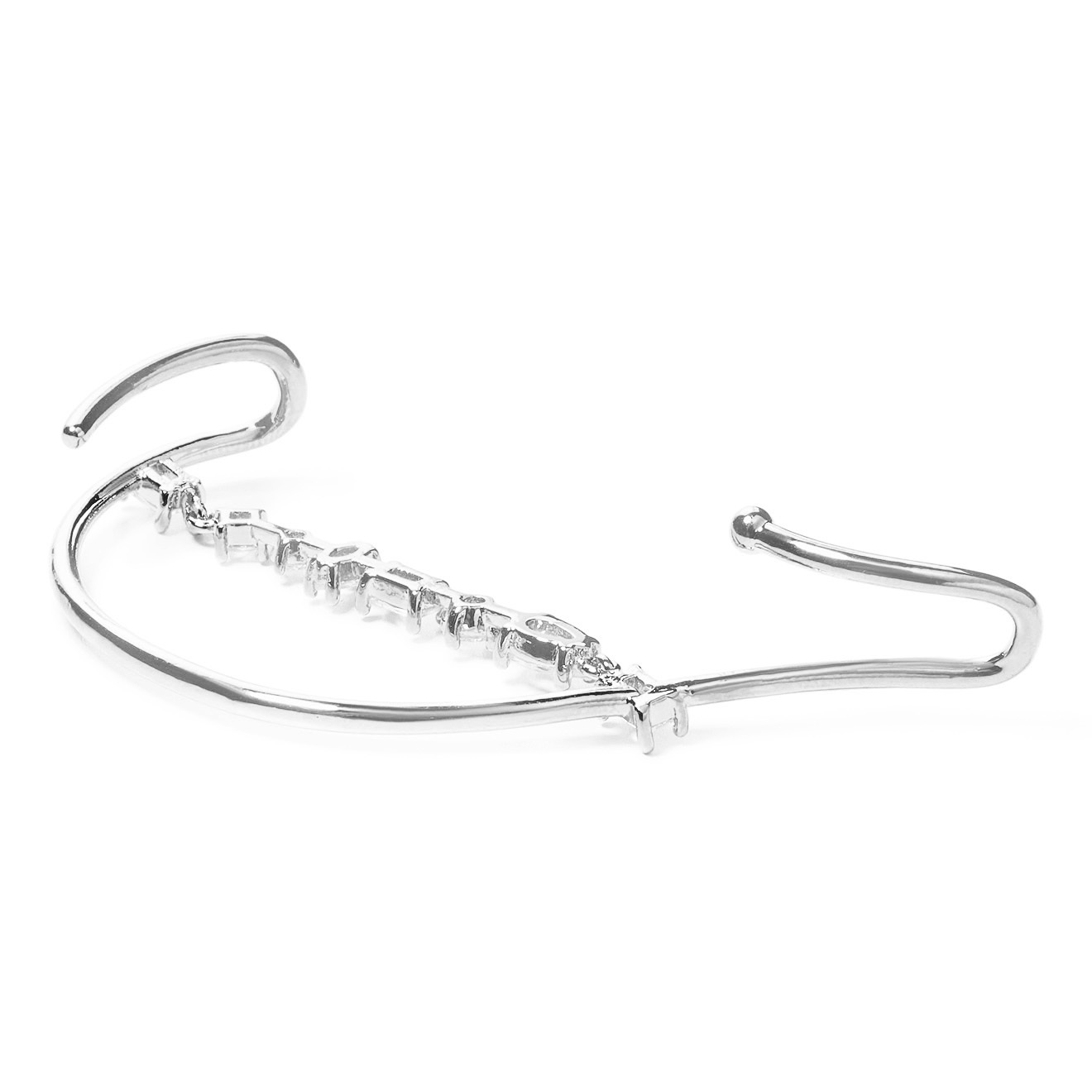 Silver curved cuff with crystals