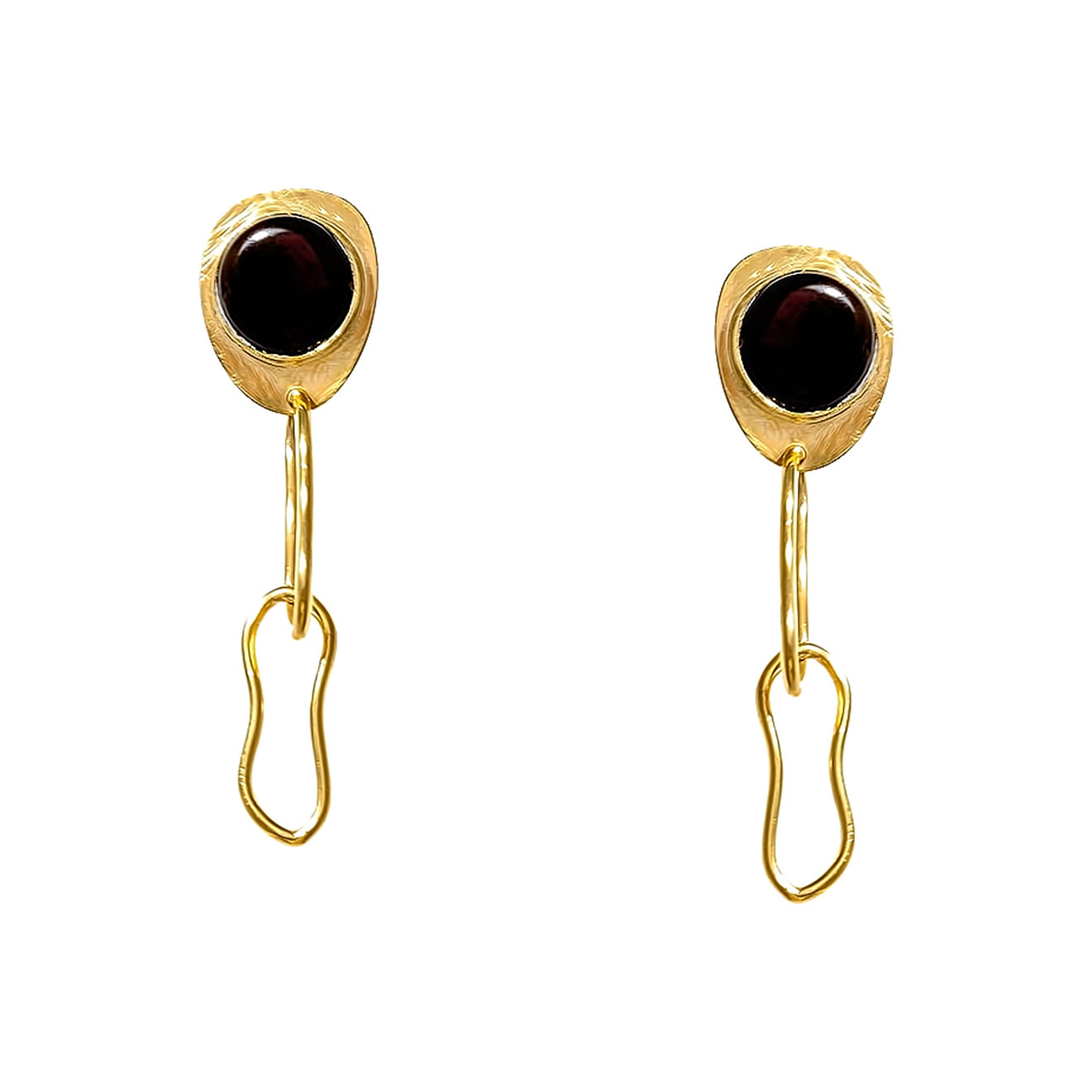 Позолоченные серьги с агатом Brown Chain