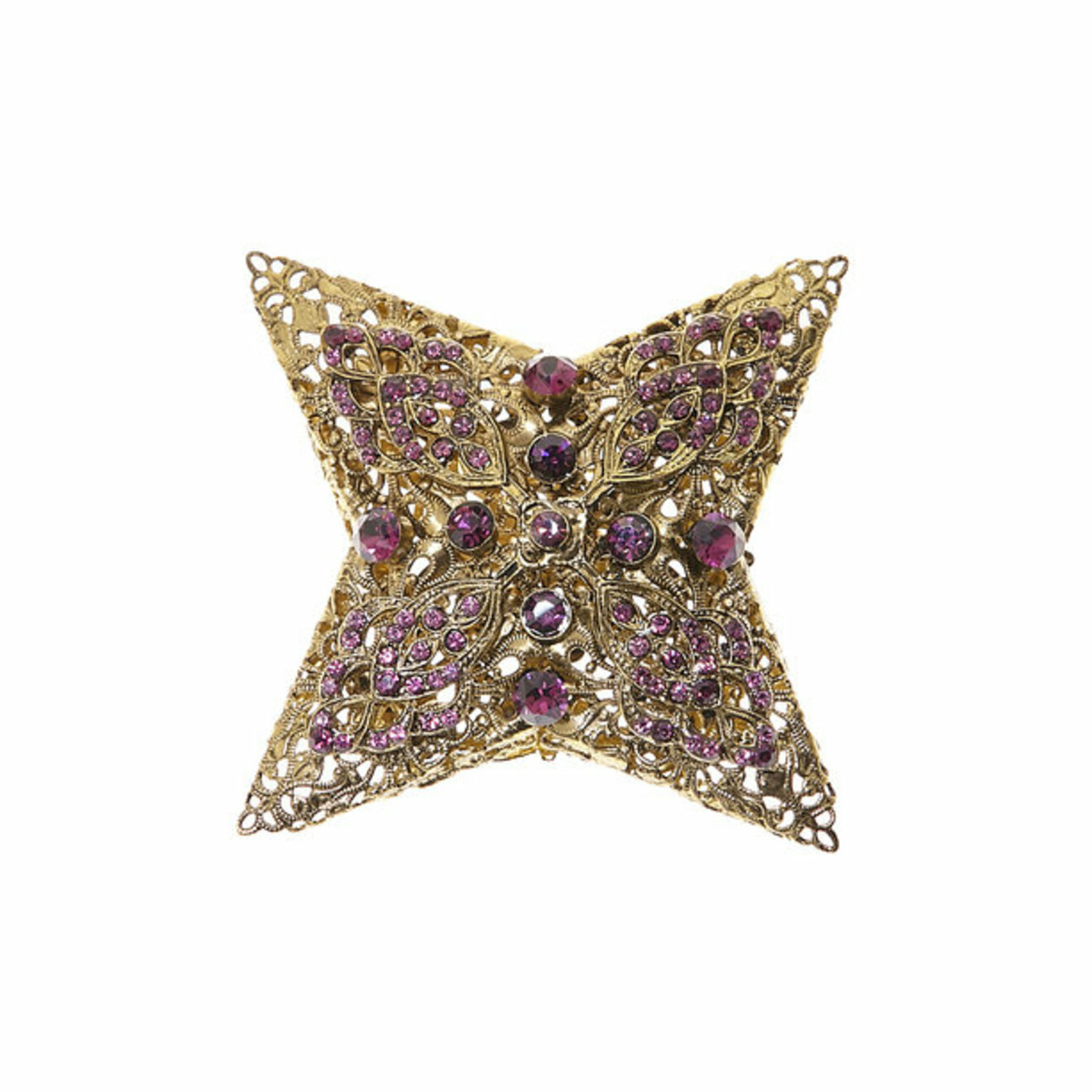 Gilded AMETHYST Star Brooch