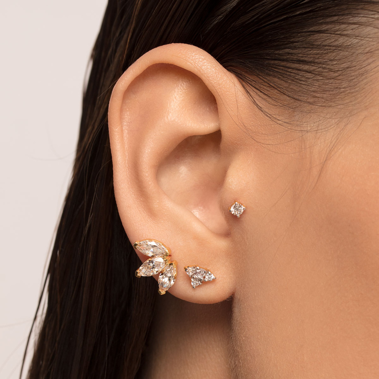Gold-plated wrap-Maxi lotus made of silver with zirconium, from the Piercing collection