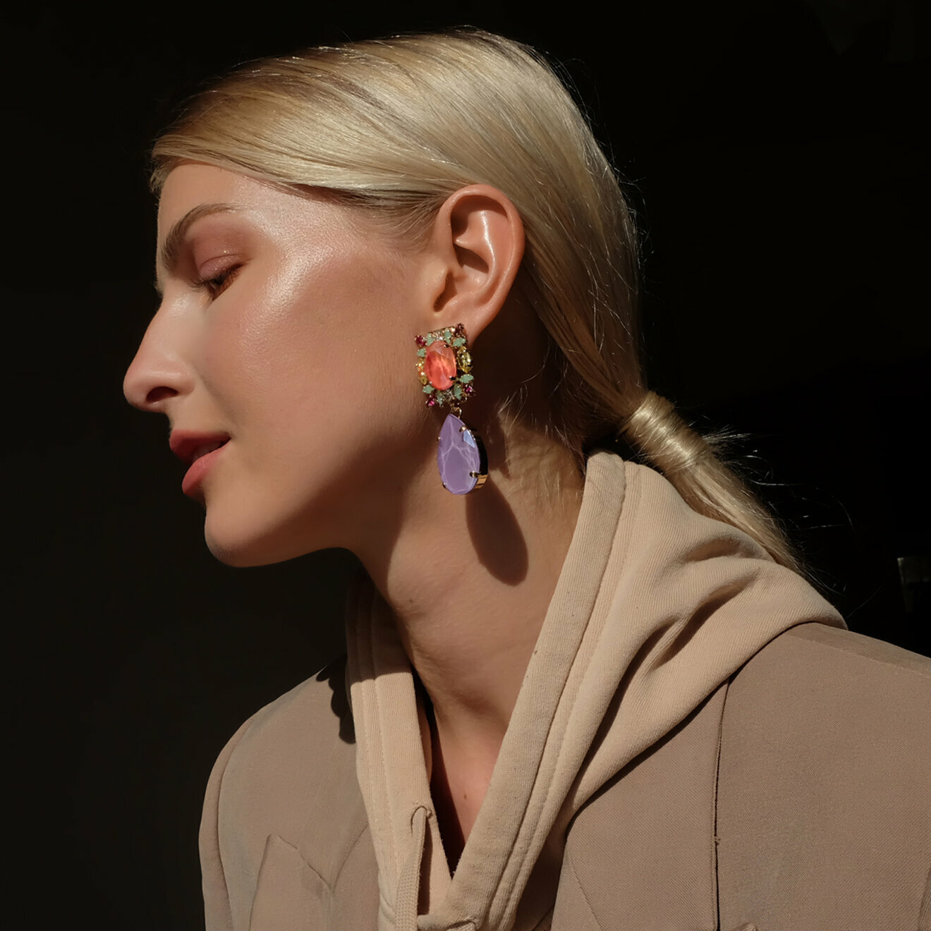 Позолоченные серьги с цветными кристаллами Swarovski