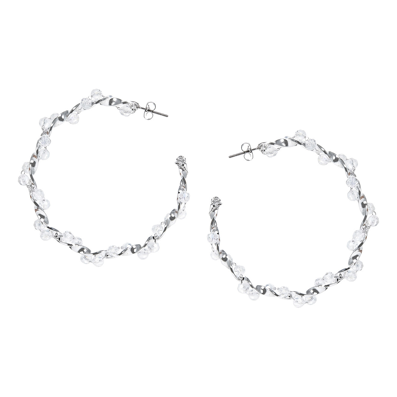 Intertwined Ring Earrings with Crystals