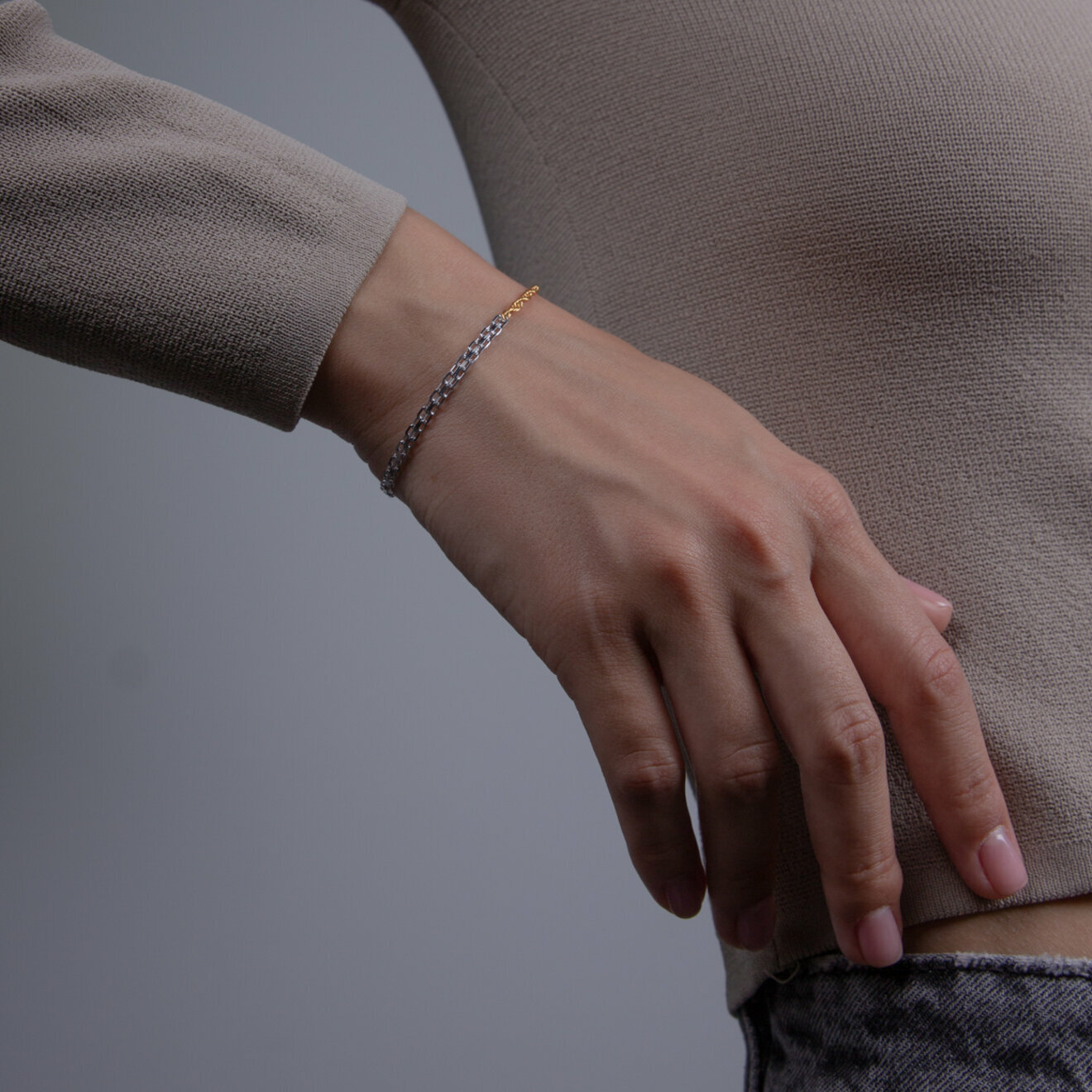 Биколорный браслет-цепь Nongender из серебра