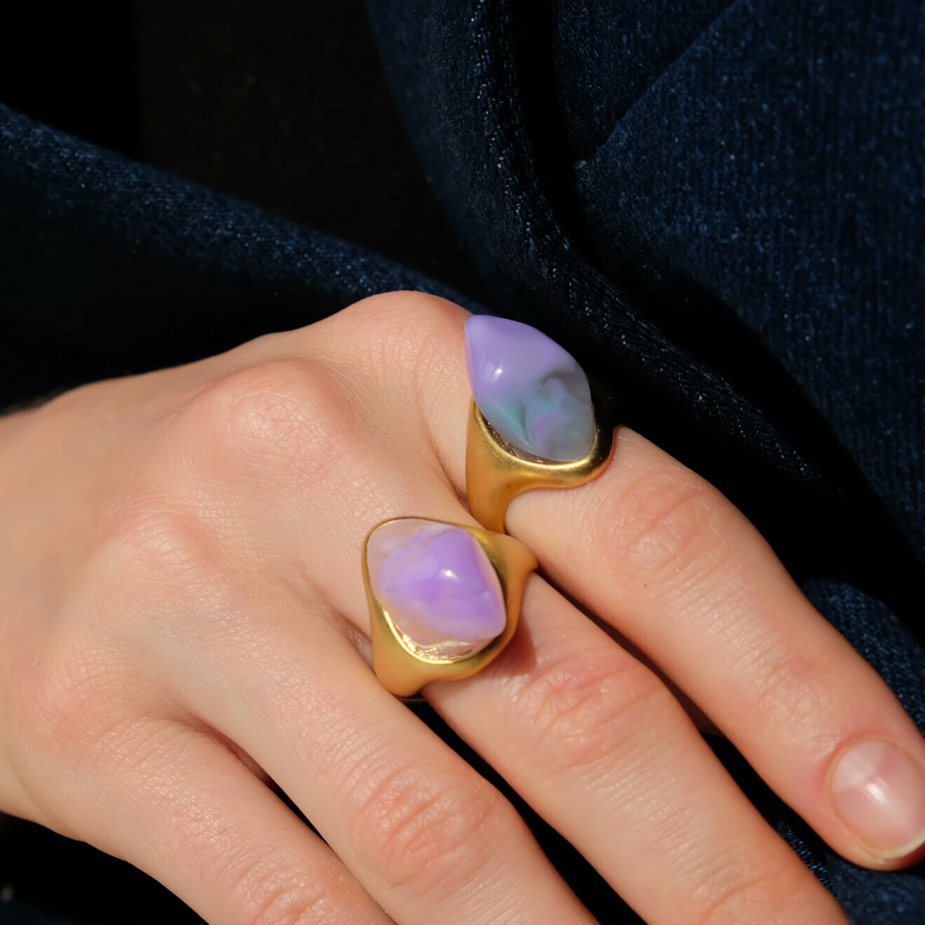 ring with lilac stone