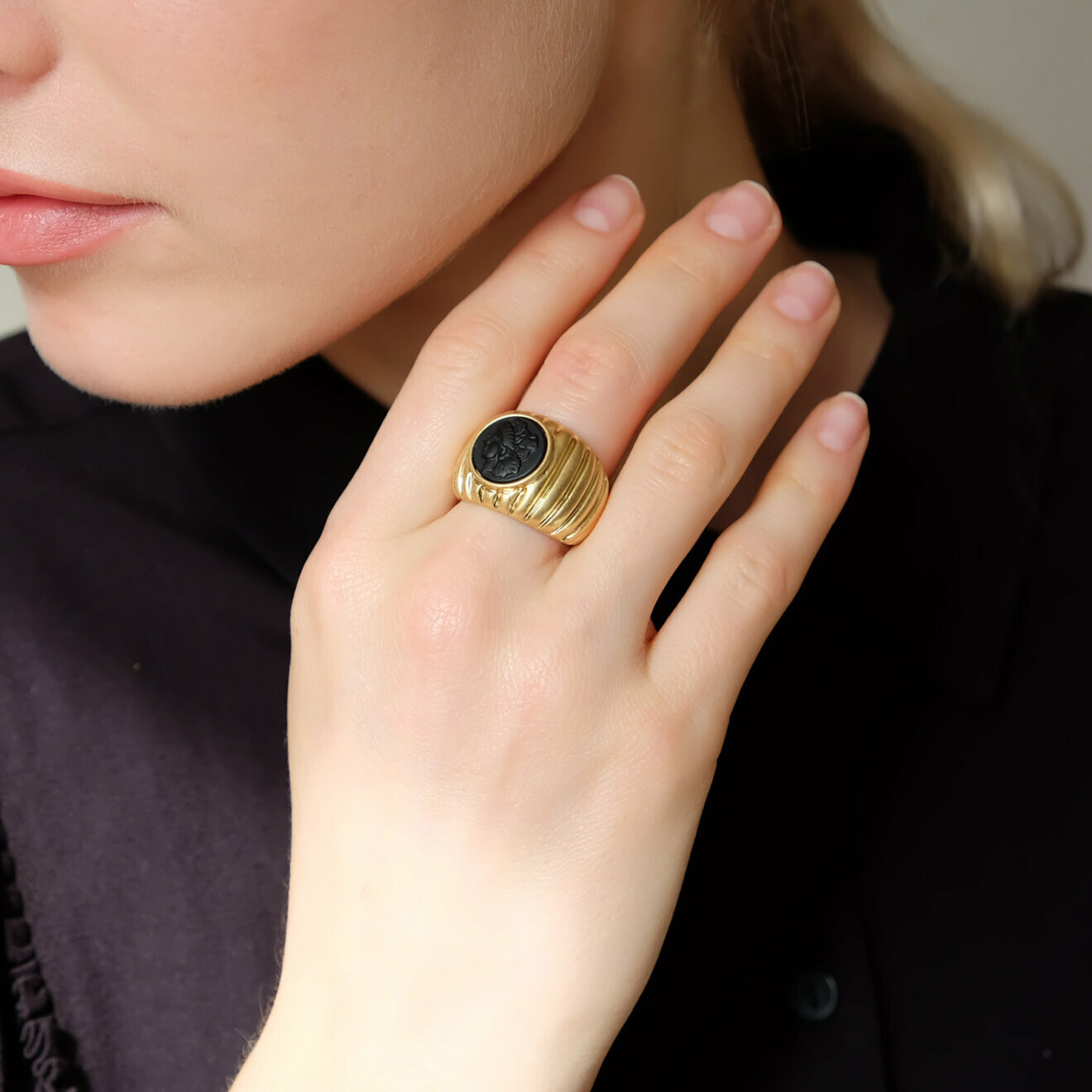 signet ring with black insert