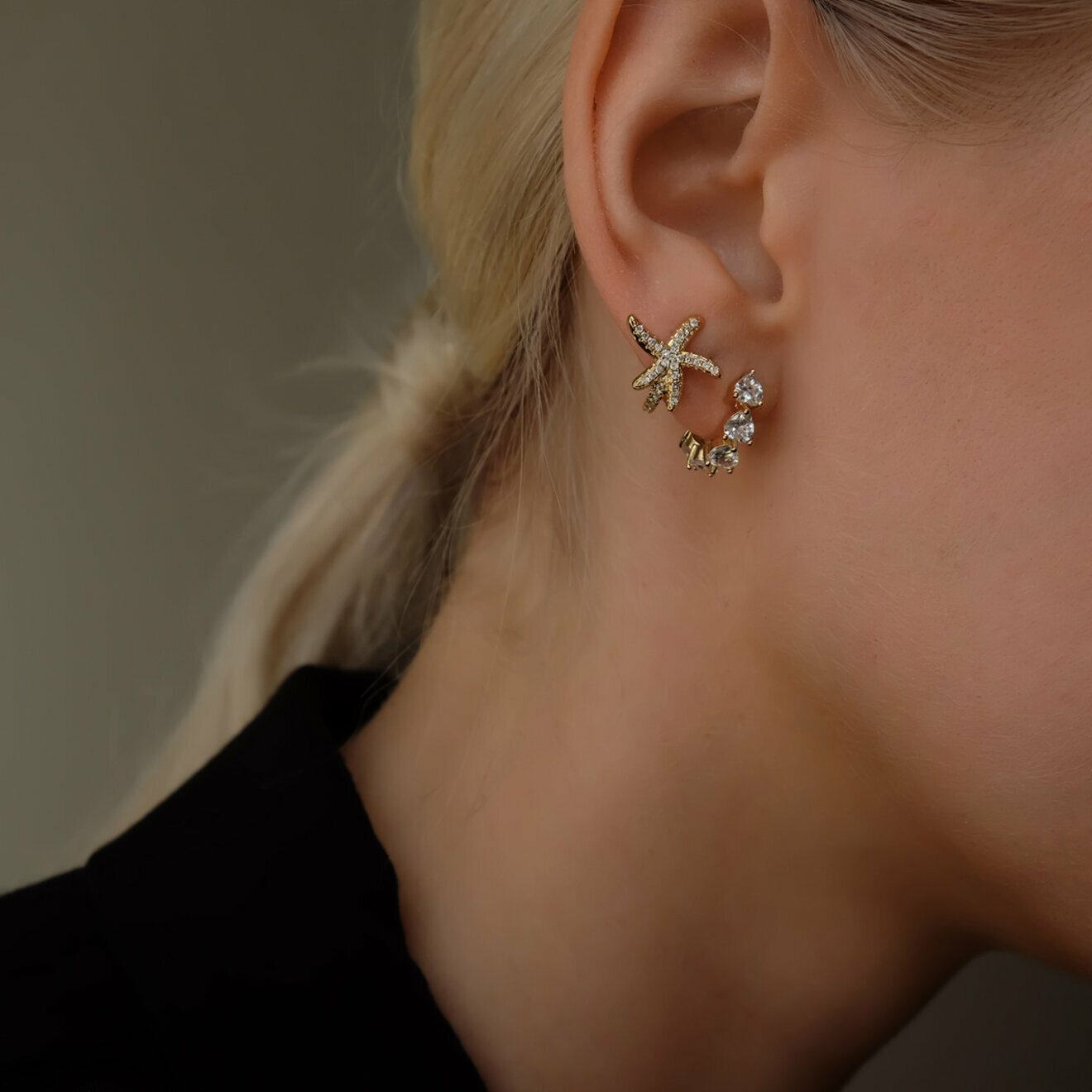 cuff earrings with crystals