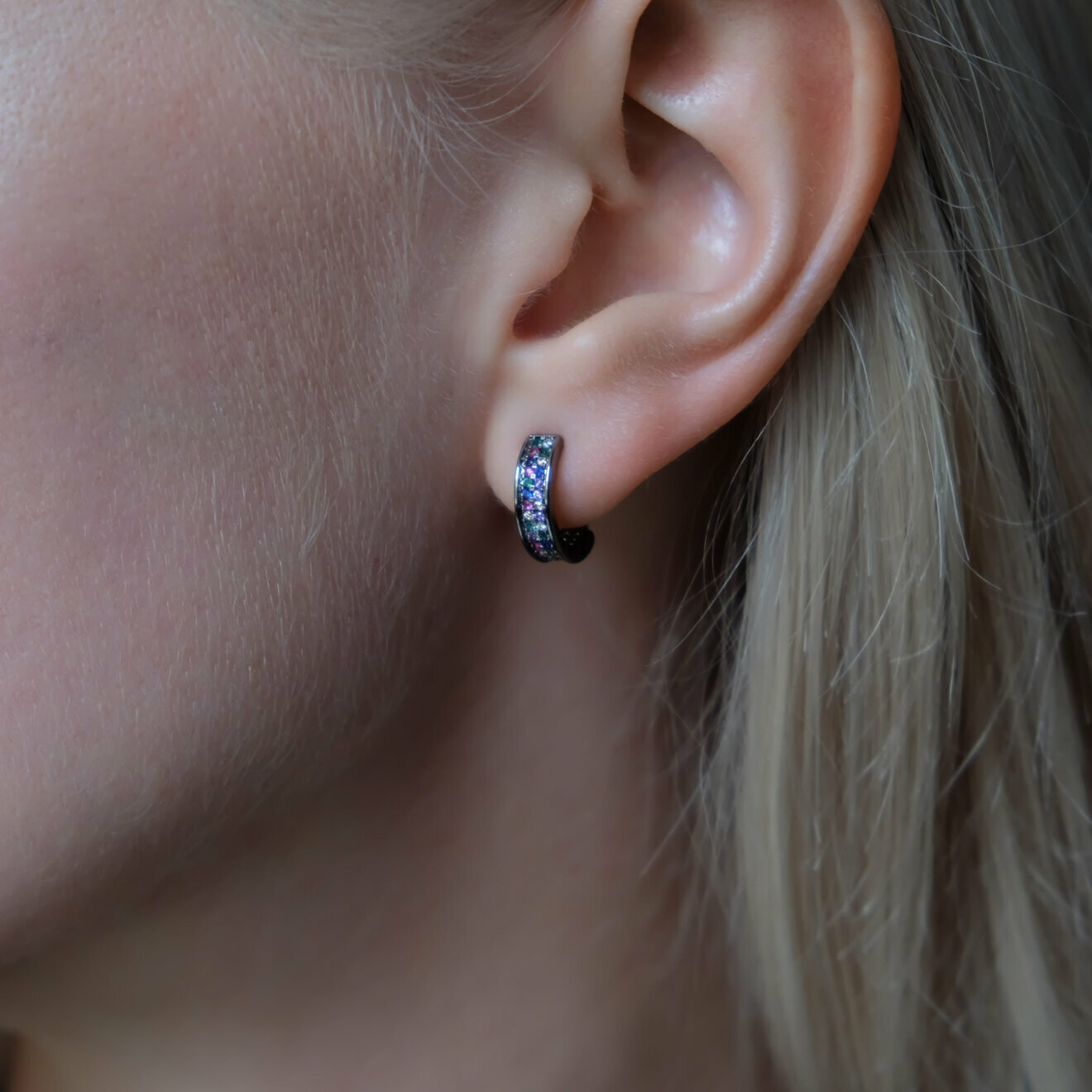 Black cuffs with colored crystals