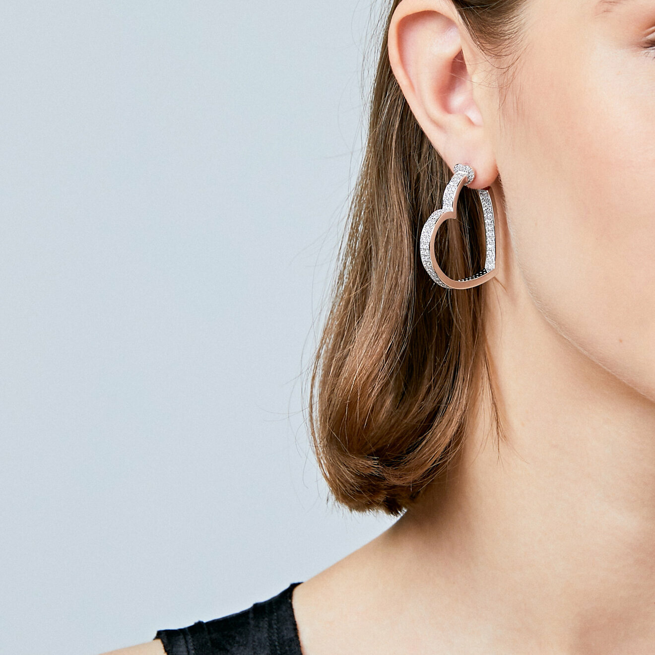 heart earrings with crystals