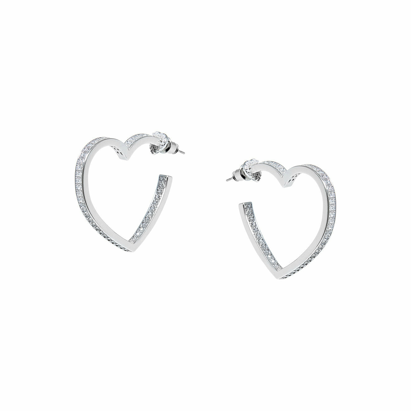 heart earrings with crystals