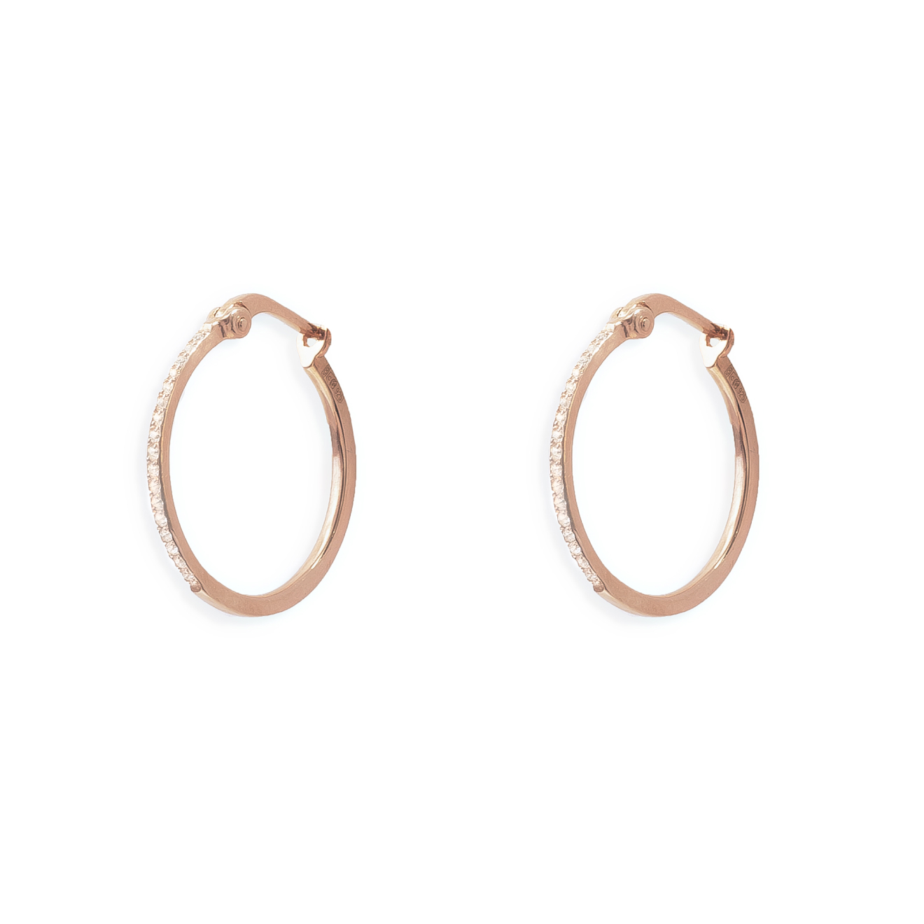 Gold-plated silver ring earrings with white topaz