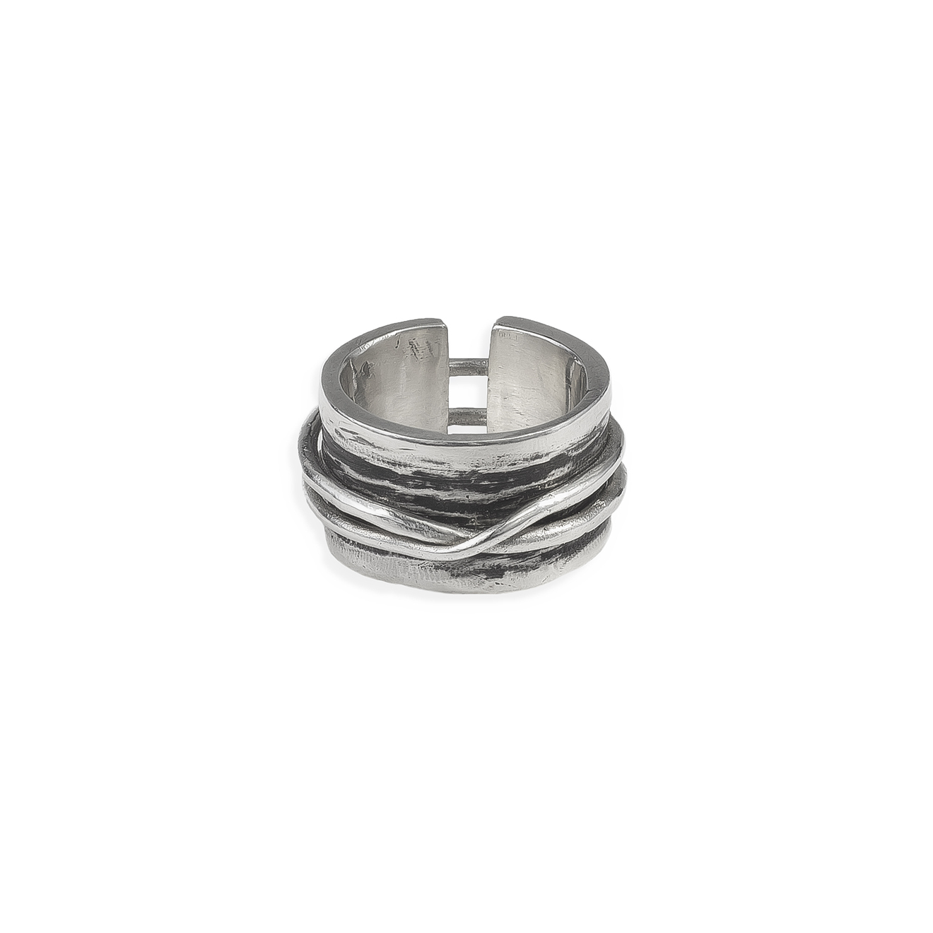 PHOSPHOR Широкое кольцо-трансформер NOX из серебра phosphor печатка из серебра с гравировкой inri
