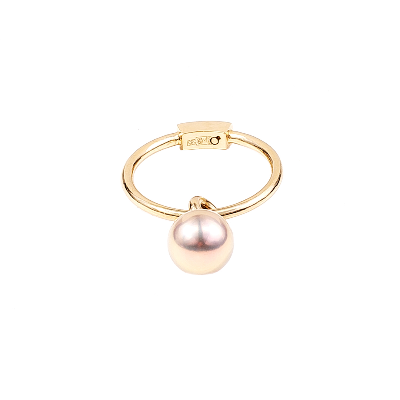 Gold ring with pearl pendant