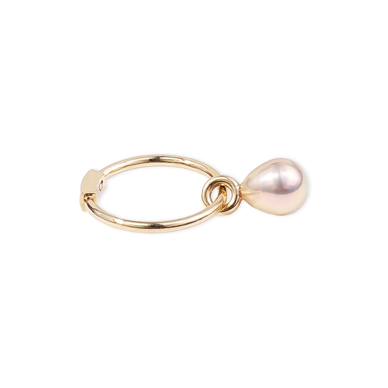 Gold ring with pearl pendant