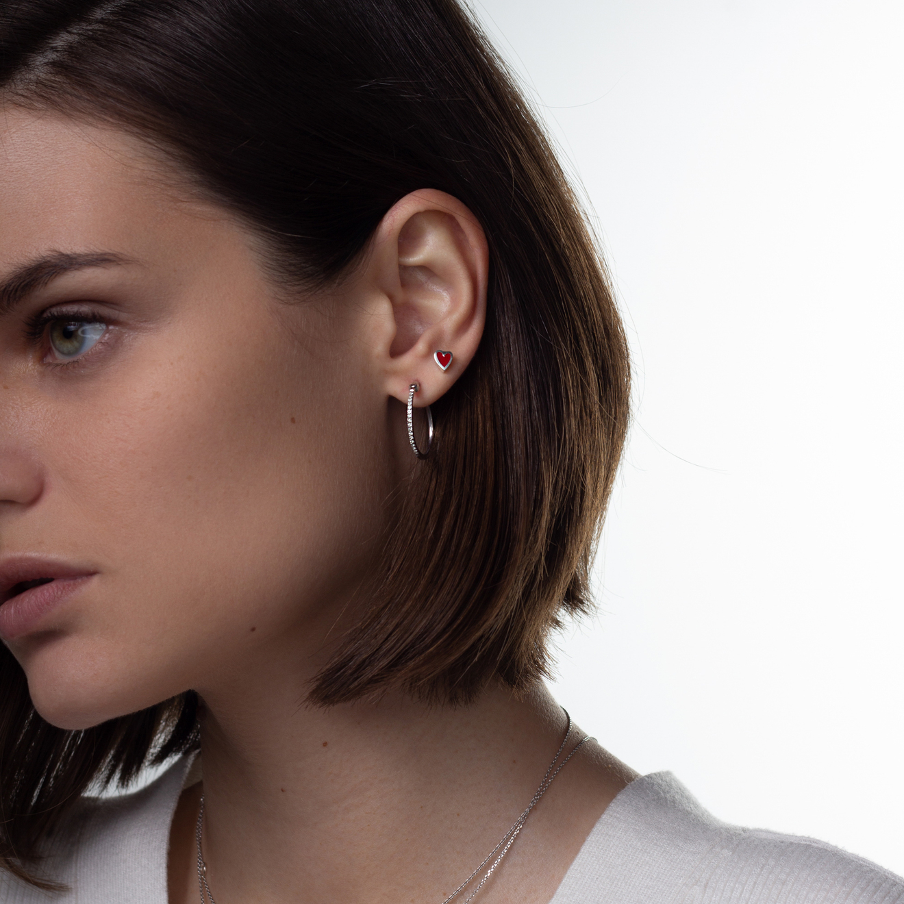 Silver ring earrings with white topaz