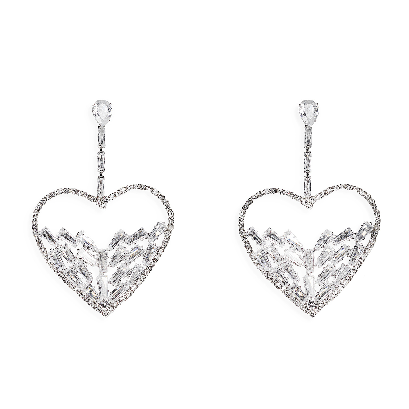 heart earrings with crystals