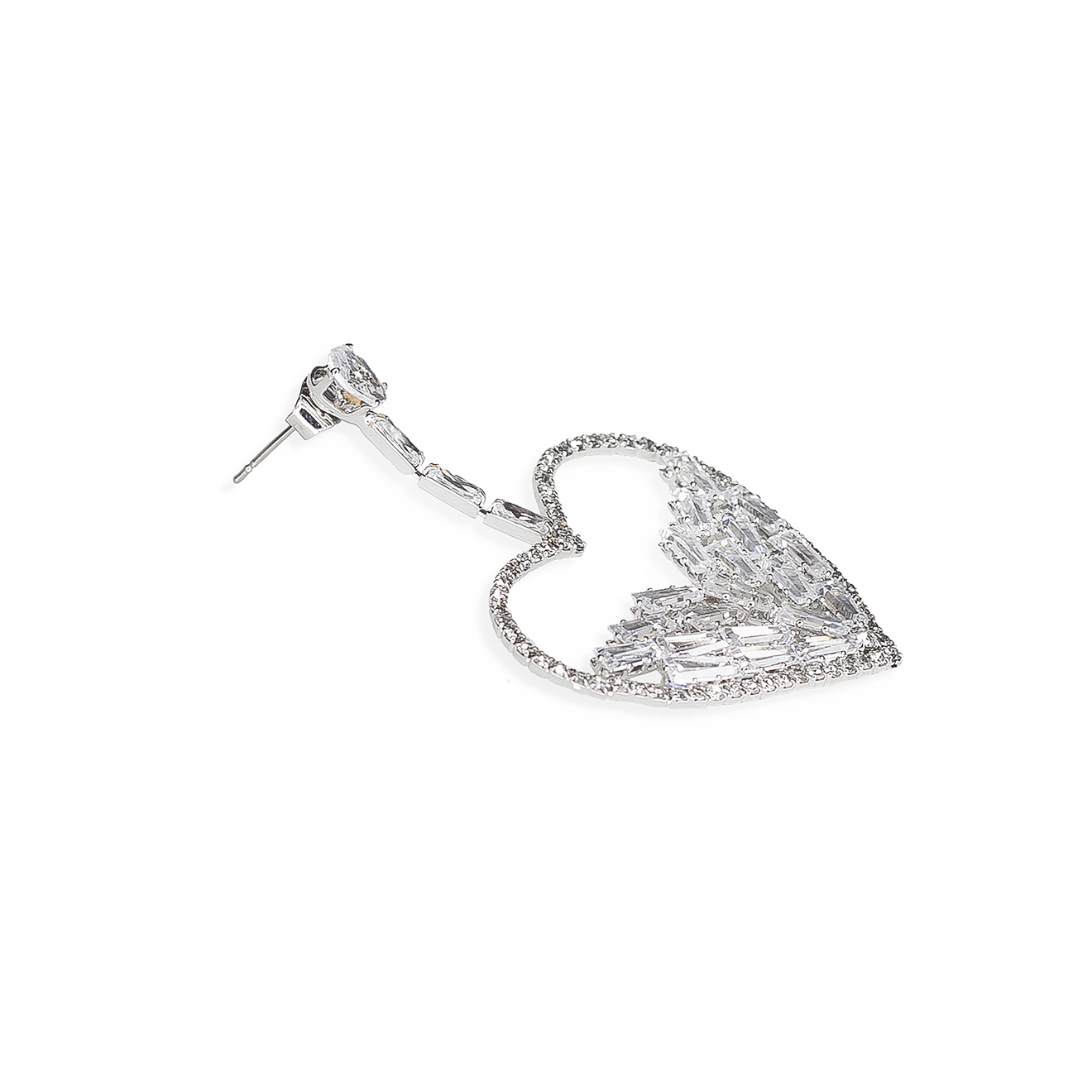 heart earrings with crystals