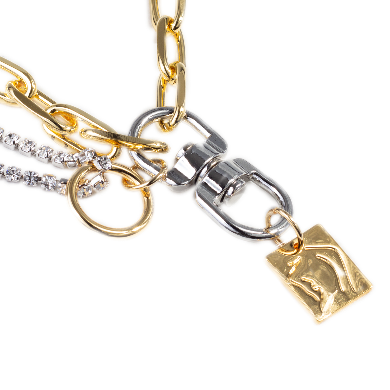 chain necklace with crystals and mint pendant