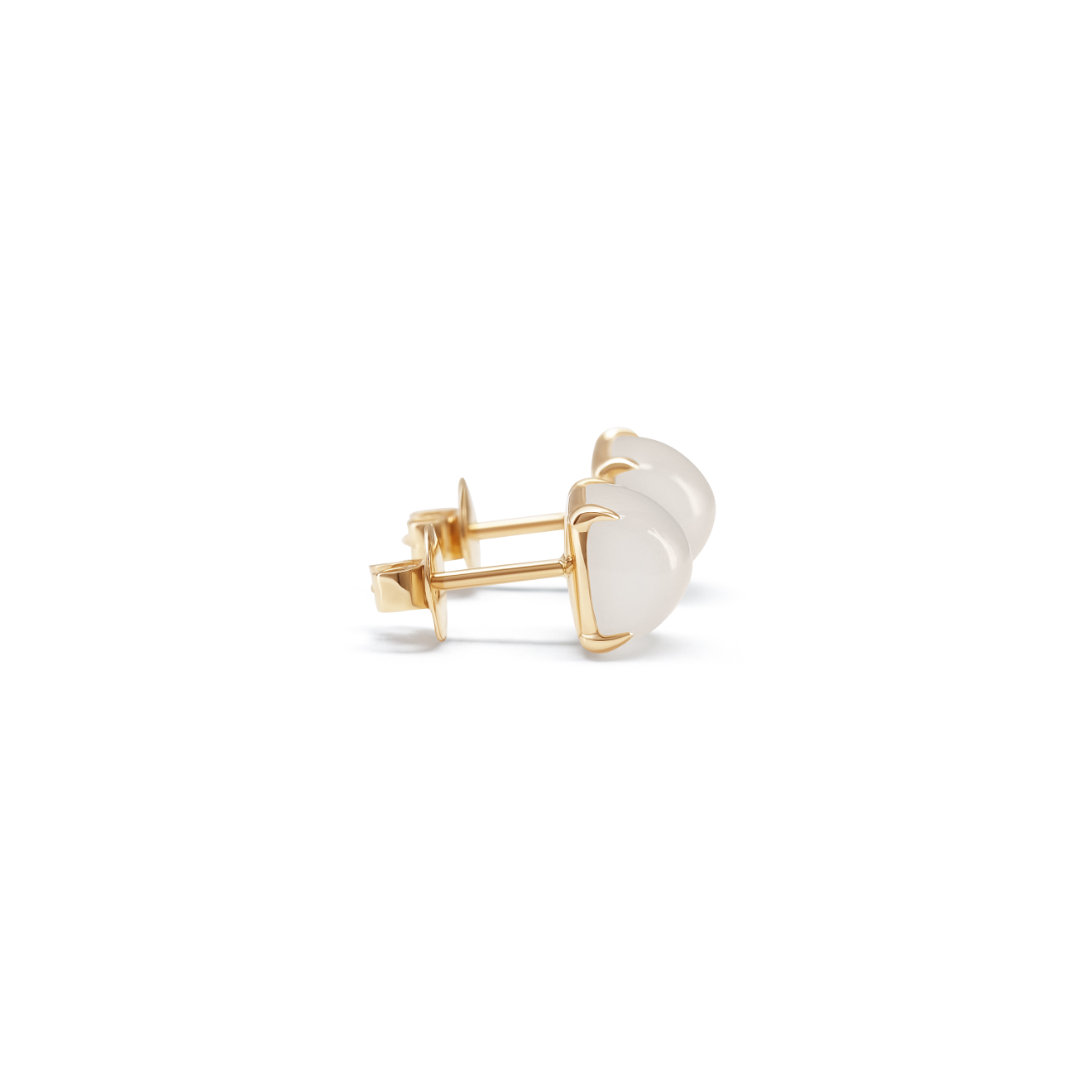 Kisses Mini Gold Stud Earrings with Milk Quartz