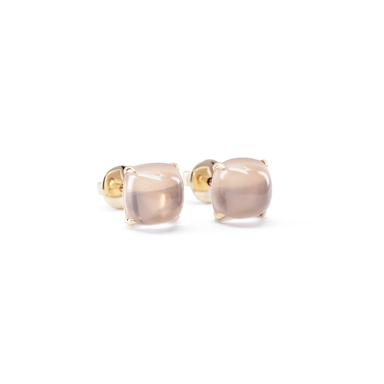 Kisses Mini Gold Stud Earrings with Rose Quartz