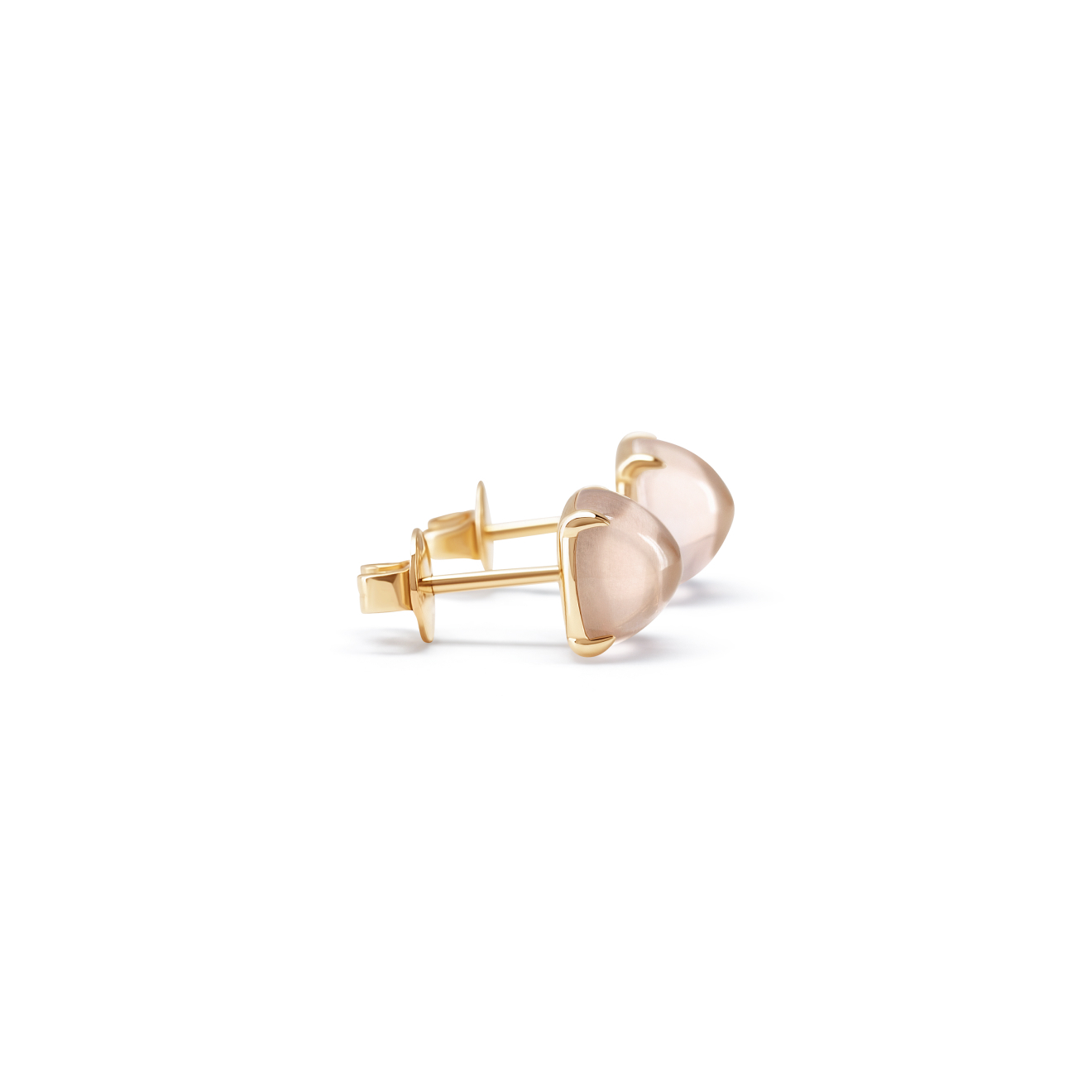 Kisses Mini Gold Stud Earrings with Rose Quartz