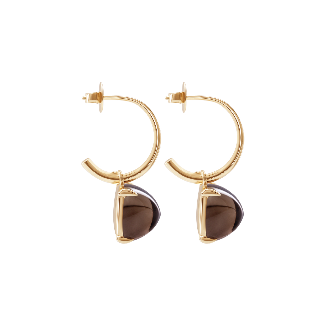 Kisses Maxi Gold Earrings with Smoky Quartz