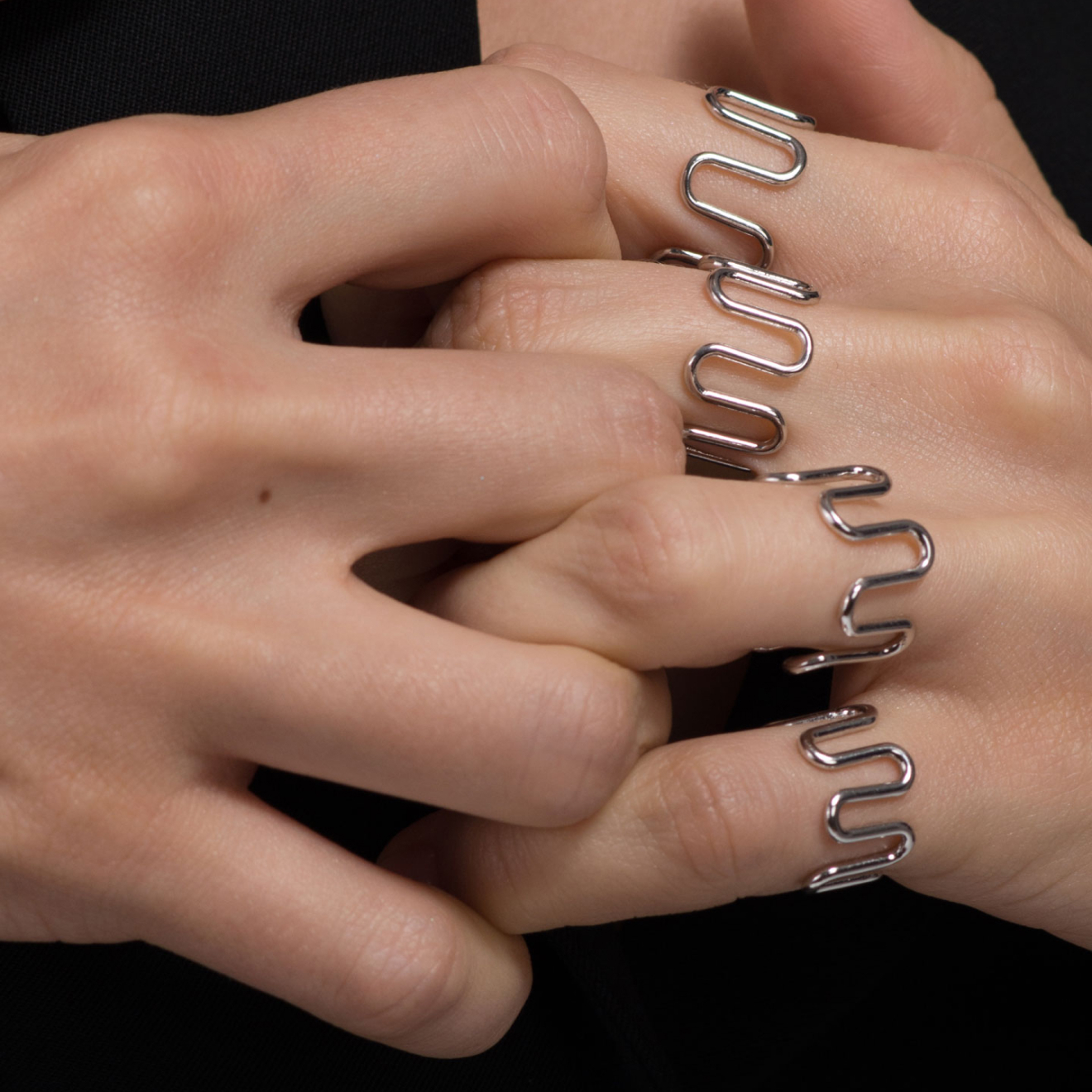 Серебристое кольцо Sin/Cos High