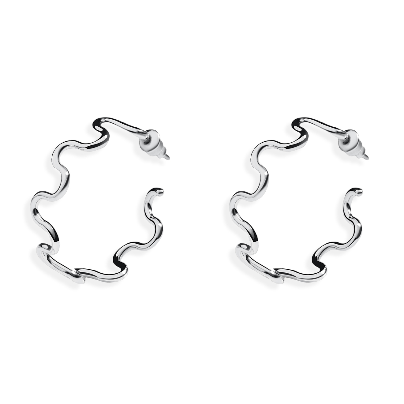Серебристые серьги-кольца Sin/Cos Hoops
