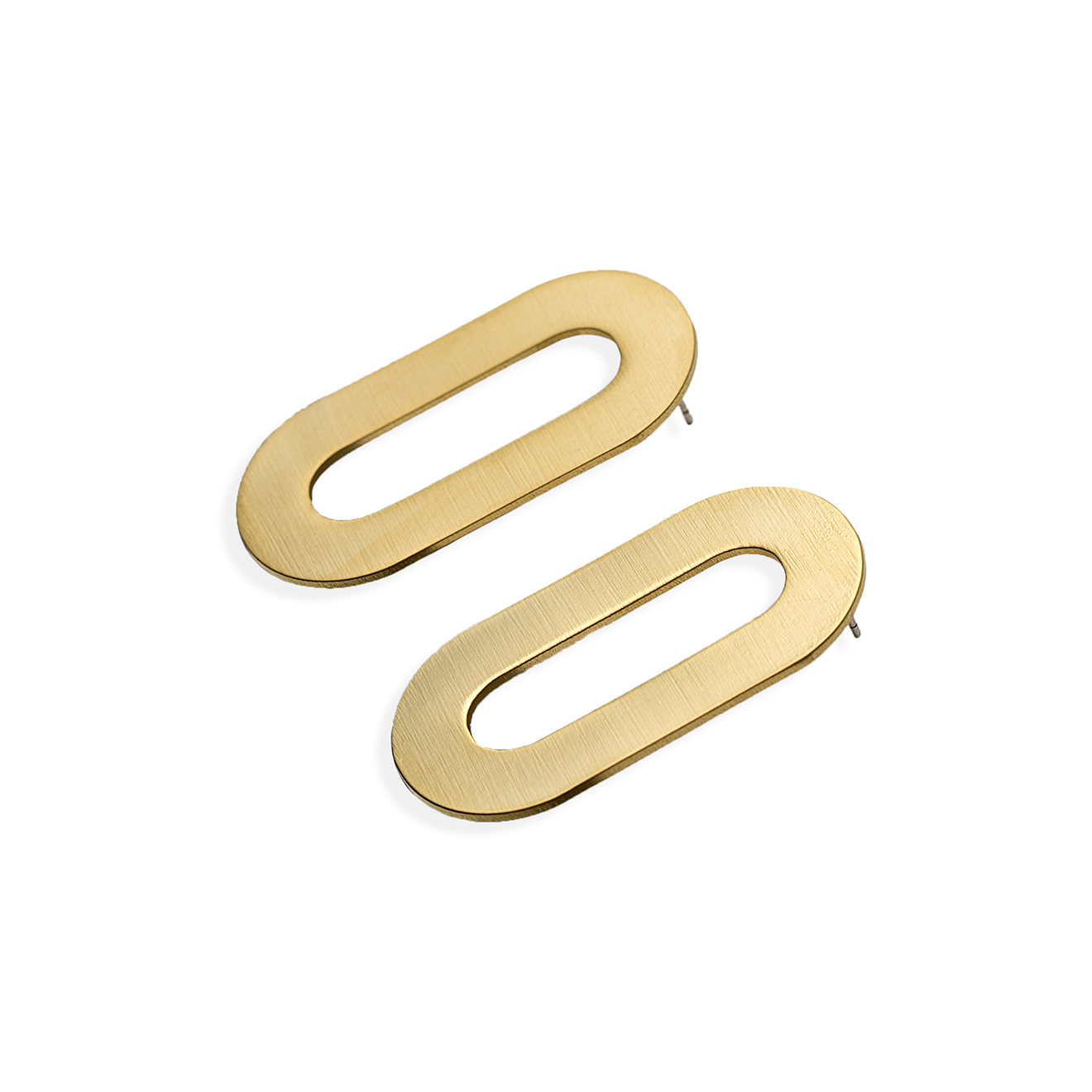 Gold-plated Matte Half Oval Earrings