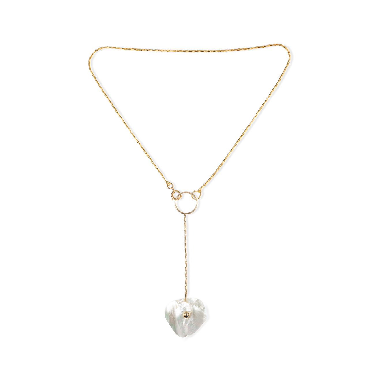 Gold-plated necklace-tie with mother-of-pearl
