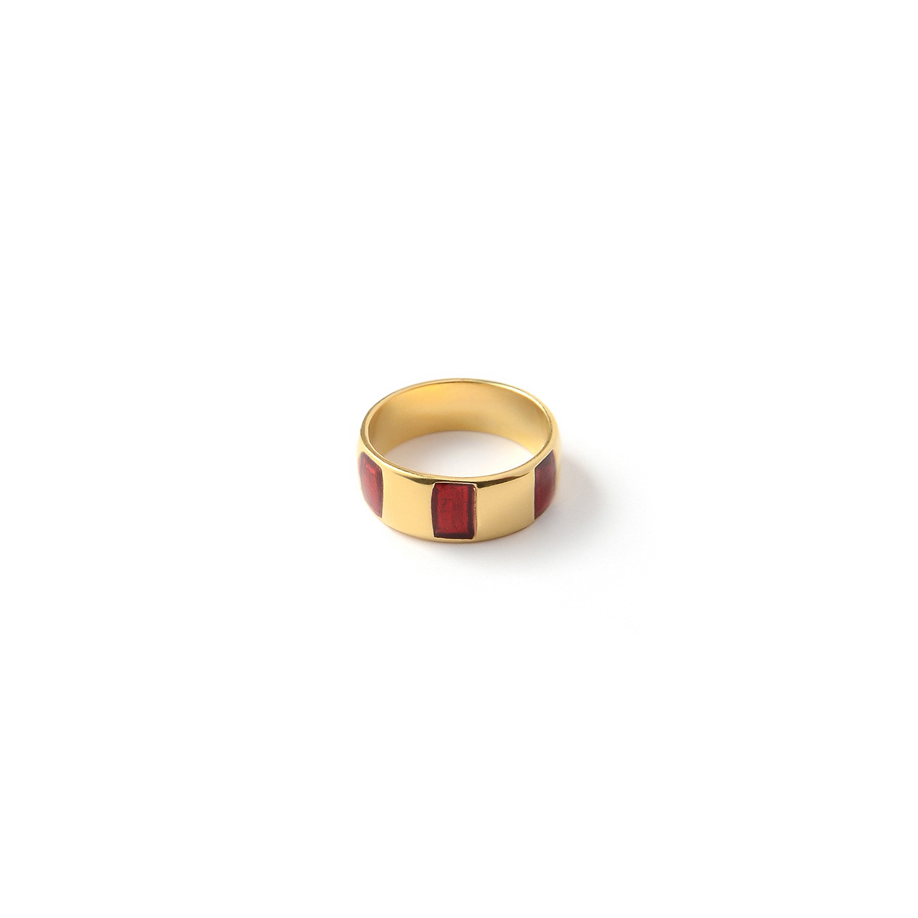 Позолоченное кольцо с красной эмалью ENAMEL KNUCKLE