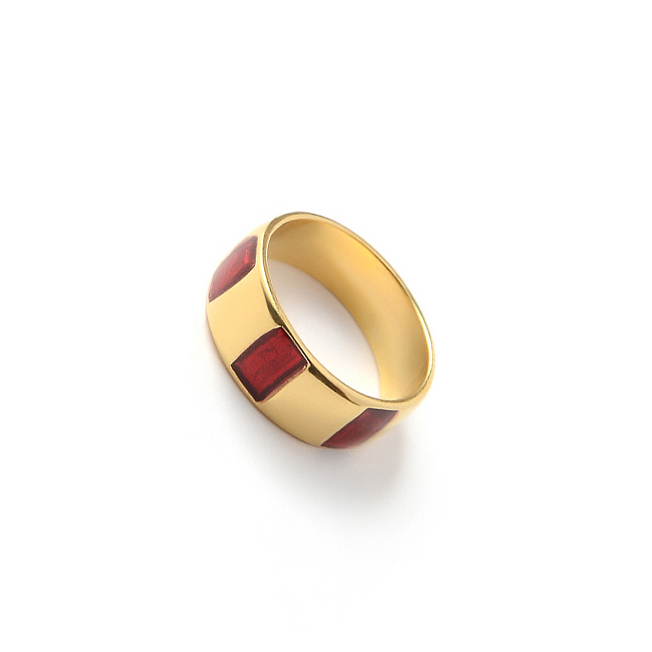 Позолоченное кольцо с красной эмалью ENAMEL KNUCKLE