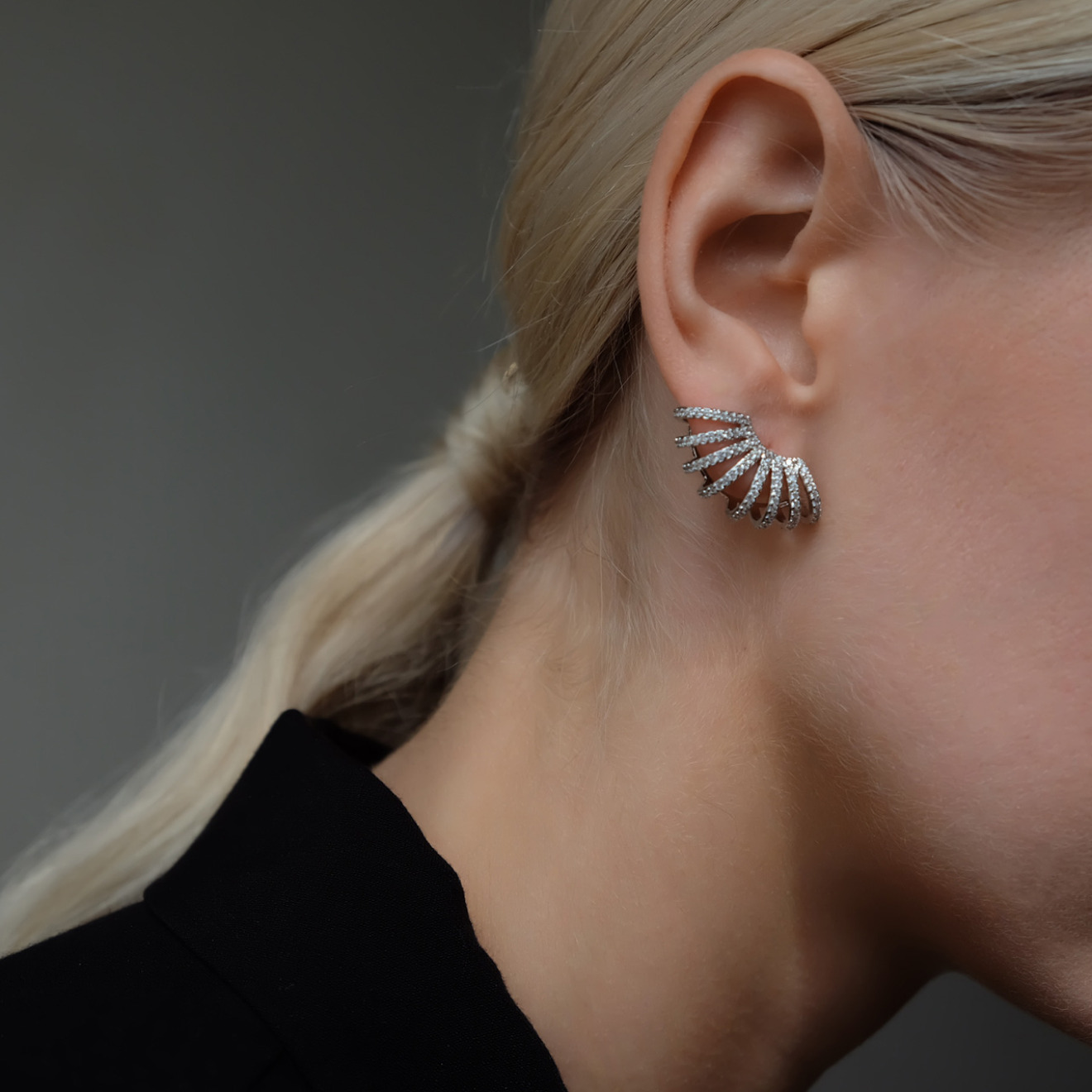 fan earrings with crystals